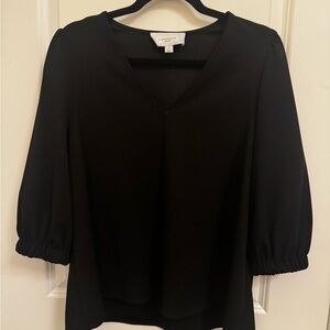 Pomander Place Hollis Black V-Neck Blouse (Size M)